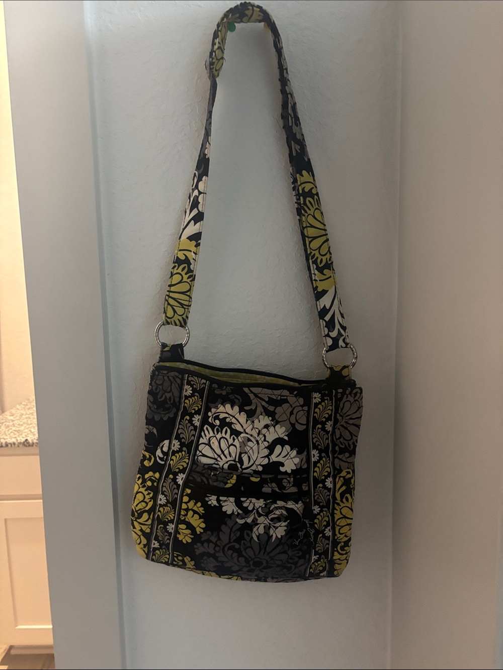 Vera Bradley Floral Quilted Crossbody Shoulder Bag - Black & Yellow